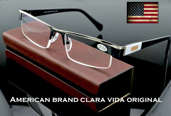 Genuine Clara Vida With Luxury Case Men Titanium Alloy Half Rim Reading Glasses 1 15 2 25 5072