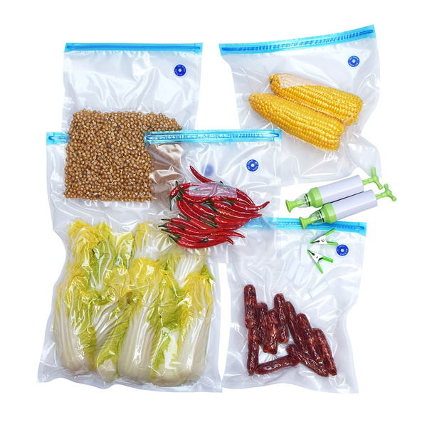 Food Vacuum Compressed Bag Kitchen Organizer Vacuum Reusable Freezer Bags  with Transparent Sealed Kitchen Storage Bags