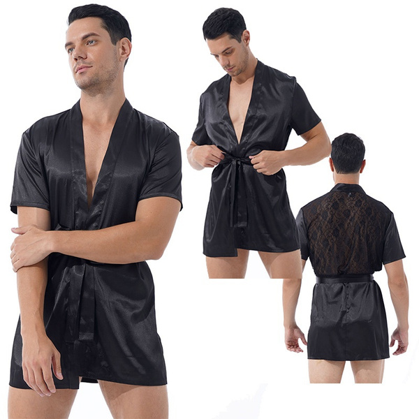 mens silk robe short