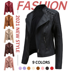 Moda, slim, Women Jacket, PU Leather