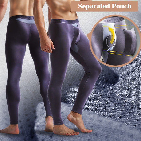 Mens Underwear Pants Slim Fit Leggings Running Sportwear Separate Pouch Thermal Underwear Long Johns Warm Sleepwear L 3XL