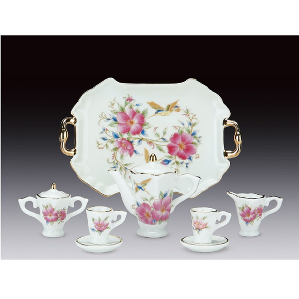 Mini Porcelain Tea Set With Hummingbird Pattern | Wish