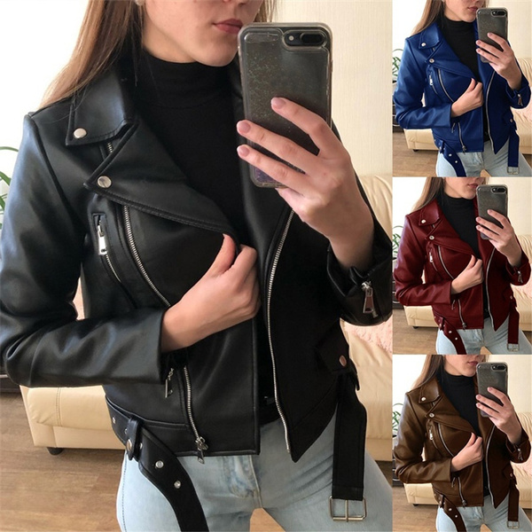 Chaqueta de cuero PU para mujer abrigo de talla grande 5XL moda de Chaqueta de cuero PU para mujer abrigo de talla grande 5XL moda de