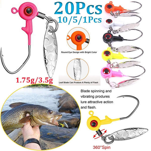 20Pcs Fishing Jig Heads Kit Fishing Water Hooks Fishing Hook Lure Jigs  Fishing Accessories for Bass and Crappie, 1/ 16 Oz，1/8oz