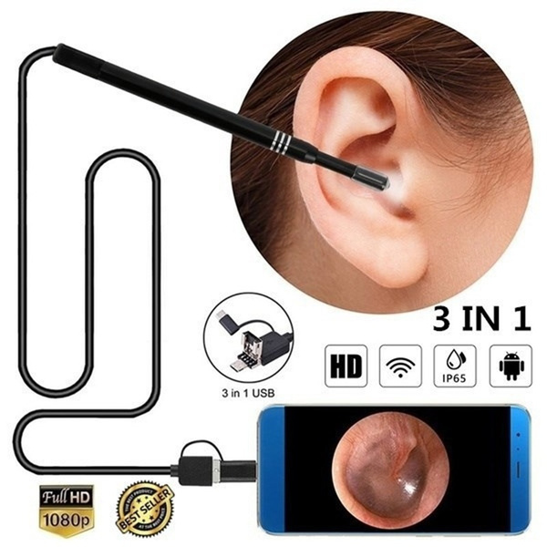 New 3In1 Usb Earpick Mini Camera Endoscope Ear Cleaning Tool Hd Visual Ear  Spoon For Android Phones(Not For iPhone)