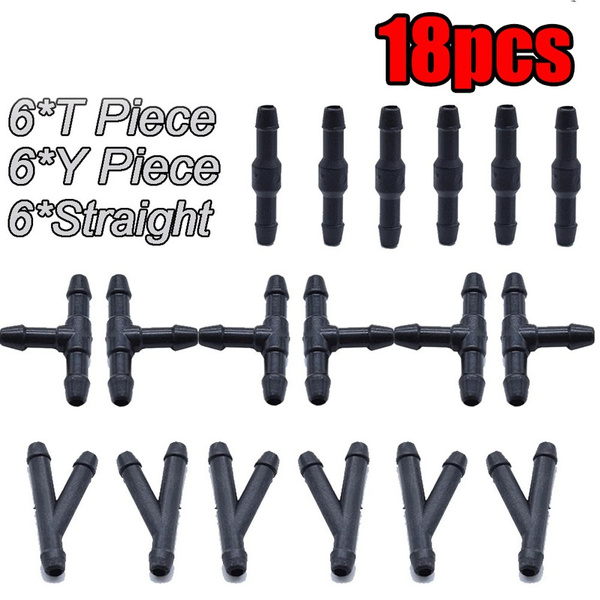 18PCS Windscreen Washer Joiner Pipe Connector Adapter T Piece Straight