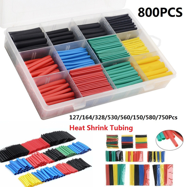 127-800Pcs Heat Shrink Tubing 2:1 Polyolefin Shrinking Tube Sleeve Wrap ...