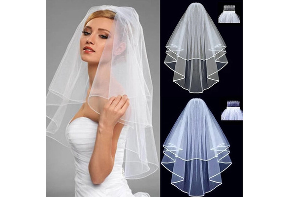 Double-layer Wedding Veils Simple Elegant Short Bridal Veils Tulle for  Bridal