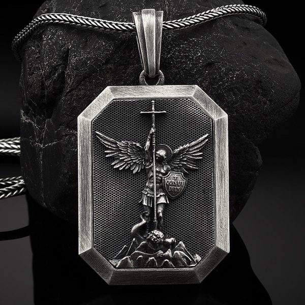 Vintage Men's 316L Stainless Steel Archangel Saint Michael Pendant ...