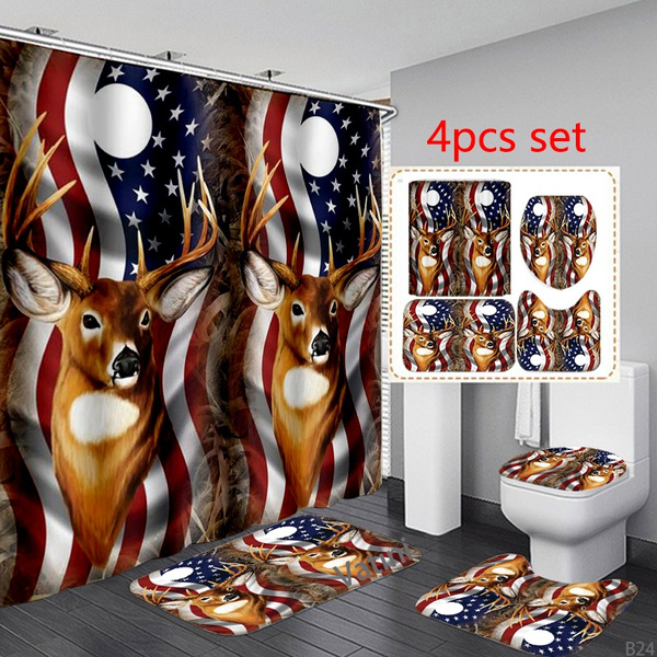 1 3 4 Pieces Shower Curtains Sets Shower Curtain Kits Bathroom Set Deer   60cd8e4db5bf5f21cc72ae4a Large 