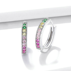 huggieearring, Sterling, DIAMOND, Colorful