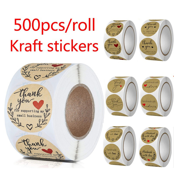 round kraft paper label sticker thank you handmade heart stickers for  scrapbooking stationery sticker