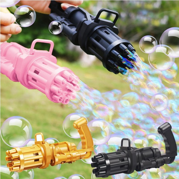 Kids Automatic Gatling Bubble Gun Plastic Toys Summer Soap Water