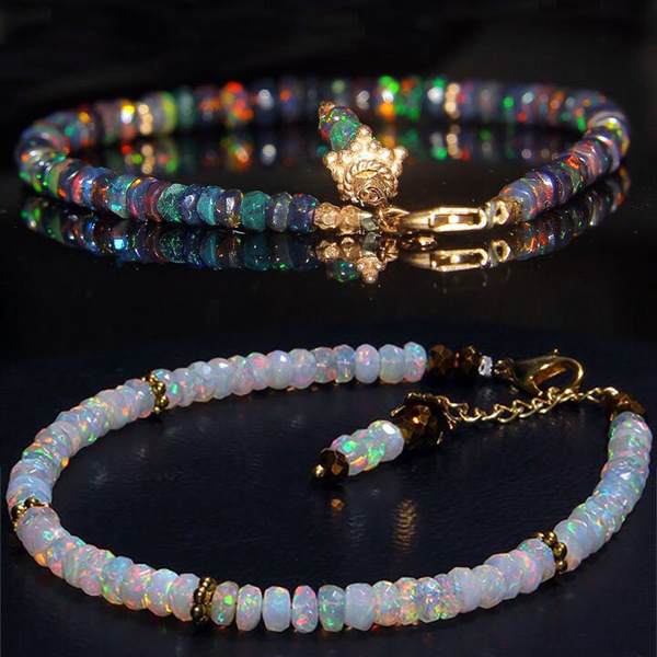 White gold deals opal bracelets