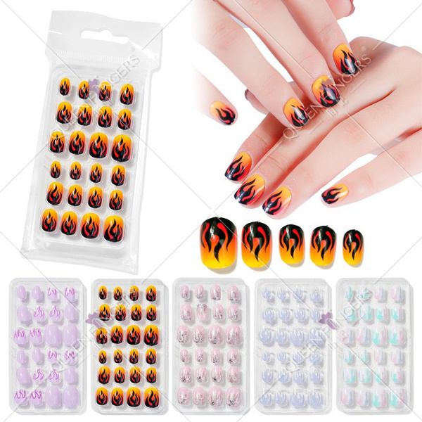 24 Pieces Kids Press on Nails Pre-glue Children False Nails Stick on Short  Full Cover Artificial Fake Nails Glitter Acrylic Nail Tips for Little Girls  Gift Nail Art Designs - pink - Walmart.com