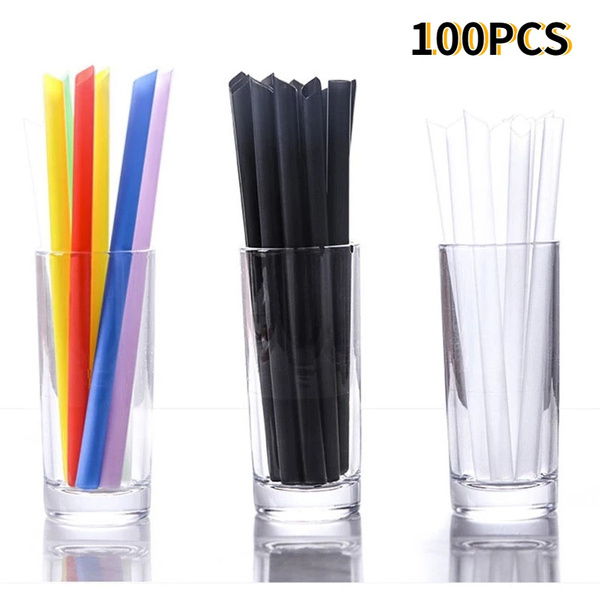 100pcs/pack Disposable Milk Tea Straw Pearl Suck Pipe Coarse Plastic ...