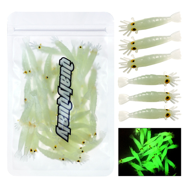 QualyQualy Soft Fishing Lures Silicone Bait Fishing Soft Lures Artificial  Bait Luminous Glow Shrimp Grub Worms Lure Saltwater Freshwater Fishing Lures  for Bass Walleye Trout Crappie 27 Pieces/Set