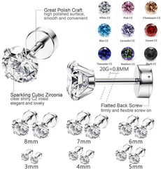 Mens Earrings, Cubic Zirconia, steelstudearring, Stainless Steel