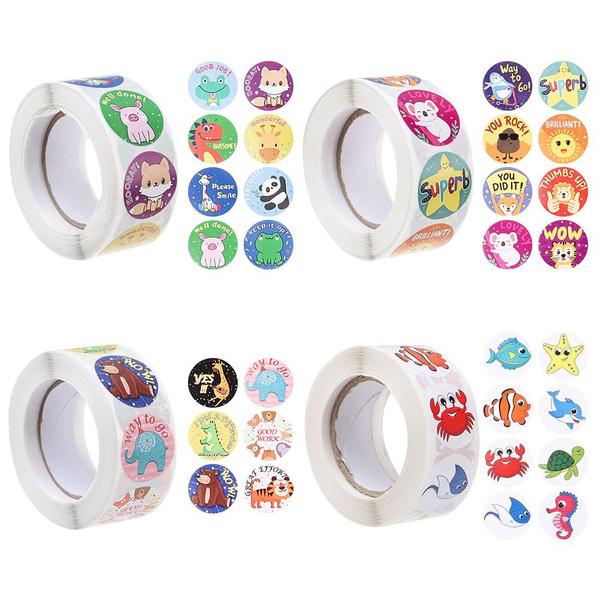 500Pcs/Roll Cartoon Cute Reward Stickers for Students Motivation  Encouragement 