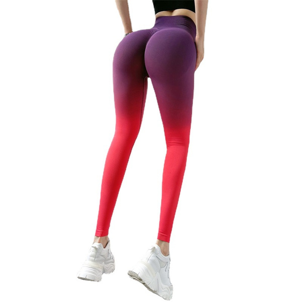 Fade Color Seamless Yoga Pants Women's Hip Lifting Running Fitness