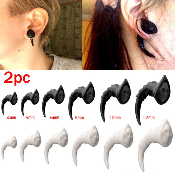 Acrylic Skull Ear Plugs Taper Stretchers 6 Gauge
