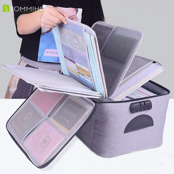 Multi-Layer Document Organizer Bag with Lock Travel Storage Box for ...