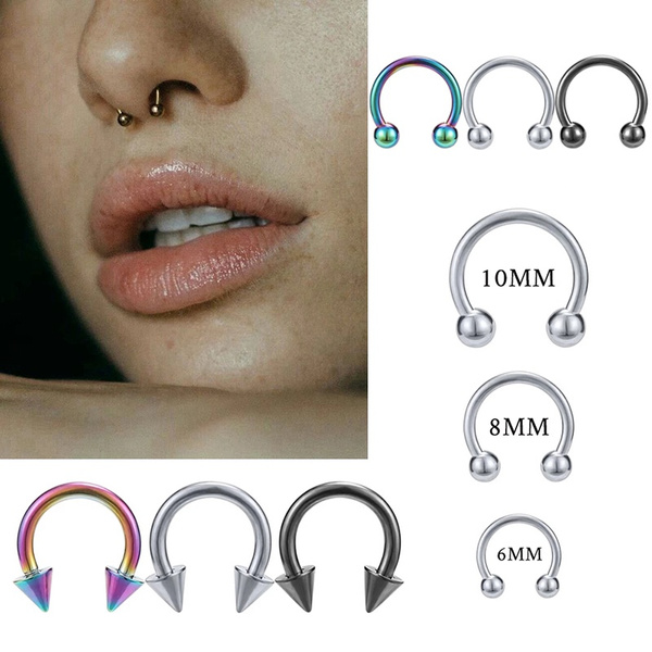 ZS | Large Size Nose Septum Rings | Horseshoe Piercing | Ear Plug Tunnel  Gauges