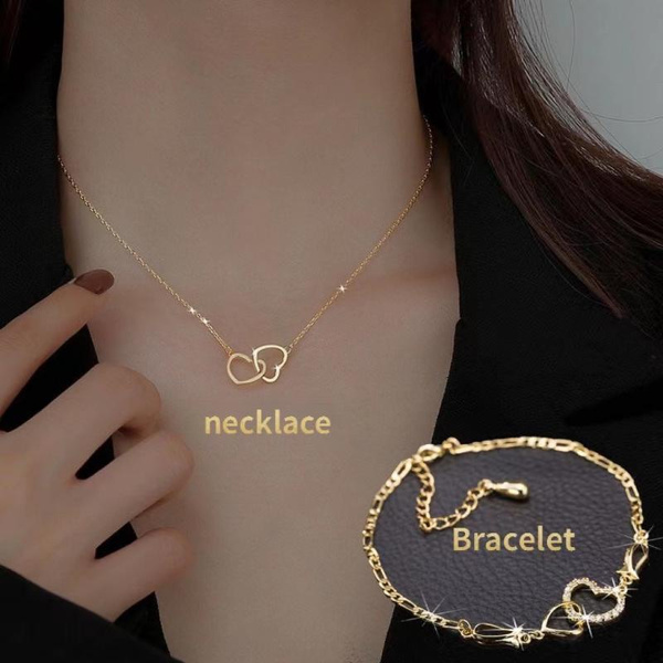 1pc/2pcs/set new double ring heart 