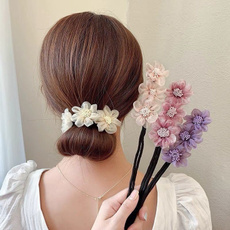 Summer, hairstyle, Flowers, hairbun