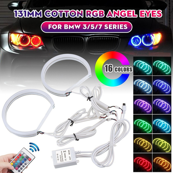 4pcs 131mm Cotton Light RGB Angel Eye Halo Ring DRL For BMW E36 E38 E39 E46  3 5 7 Series