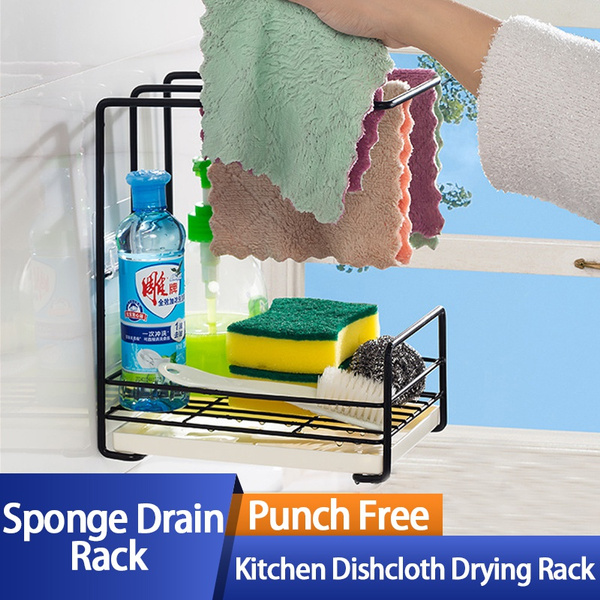 Kitchen Dishcloth Drying Rack Sponge Drain Rack Metal Household Rag