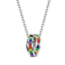 Steel, rainbow, ring necklace, necklaces for men