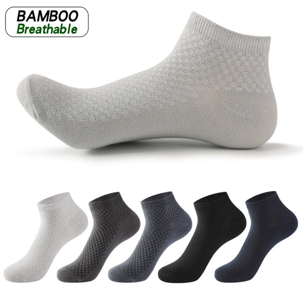 5Pairs/Lot Men's Bamboo Fiber Socks Business Short Breathable Ankle ...