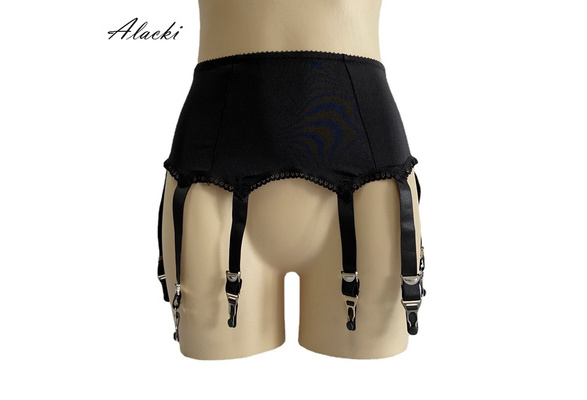 Alacki Plain Color 10 Straps Suspender Belt Vintage Garter Belts Plus Size  Lingerie（3 Colors,S~3XL)