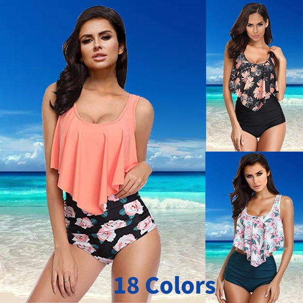 Womens Swimsuits Summer Print Split Fashion Beachwear Bikini Swimsuit 