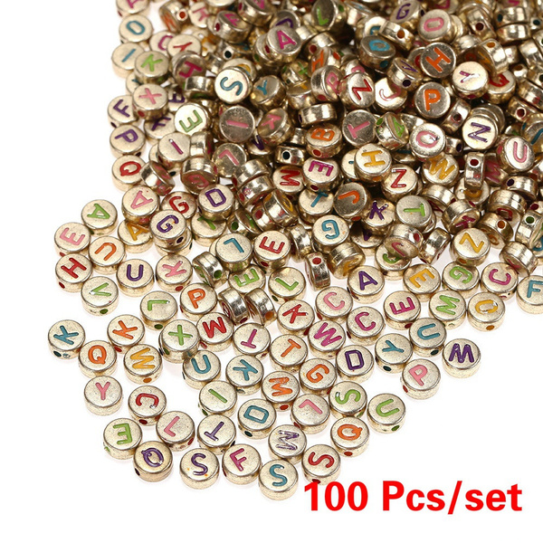 100 Pcs/set 4x7mm Uppercase English Letters Creative Gold English
