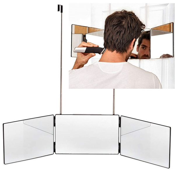 Retractable Hanging Three-sided Folding Vanity Mirror(,)