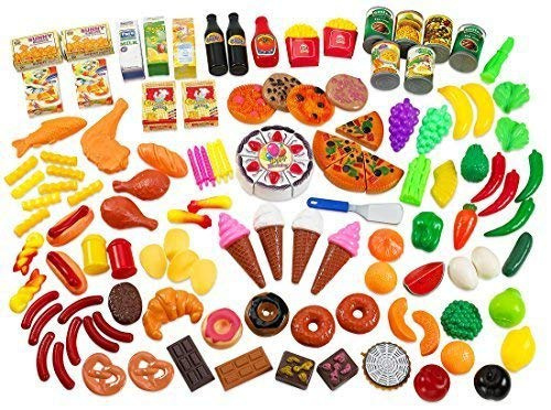 MEDca Kids Play Food Set - 130 Piece Pretend Play Food Collection ...