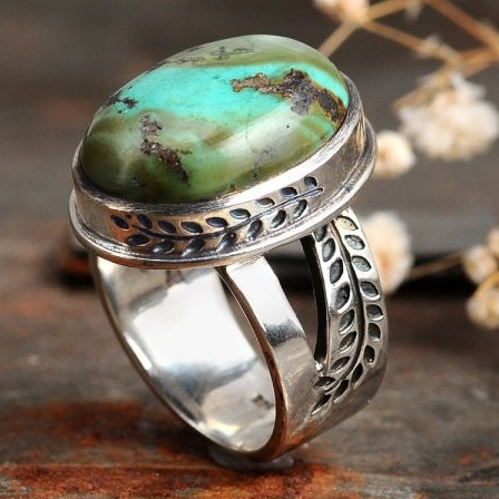 Vintage Women Jewelry 925 Silver Natural Turquoise Fashion Wedding Ring Sz6-10 
