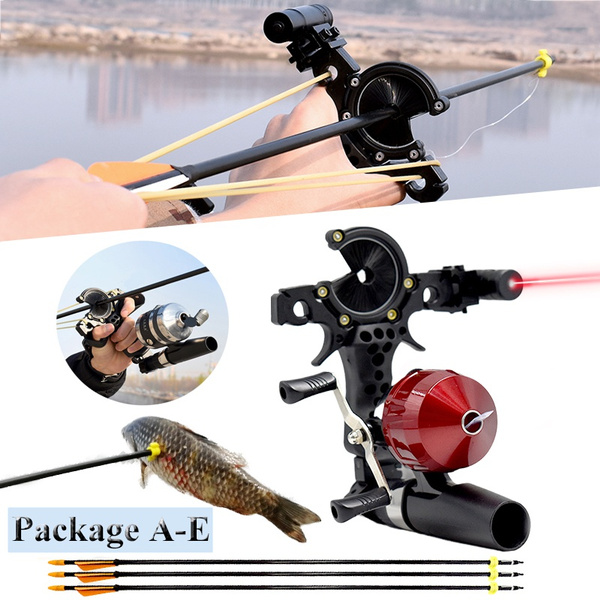 Outdoor Fishing Set with Arrow Stand and Long Arrow Shooting Slingshot  Precision Aiming Hunting Bow Fish Shooter Catapult