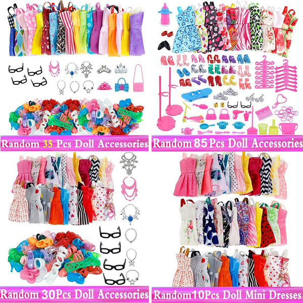 85 Pcs Barbie Doll Clothes Gown Outfits Accessories Girl Gift Huge Lot Party New 