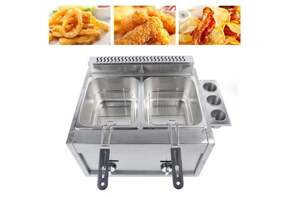 2 Basket Stainless Steel Commercial Countertop Gas Deep Fryer TT-WE1266  Chinese restaurant equipment manufacturer and wholesaler