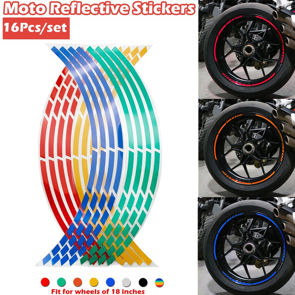 Hot Pink Reflective Motorcycle Rim Stripes – 17-Inch Wheel Decals, Adhesive Tape, Customizable For Left/Right Sides