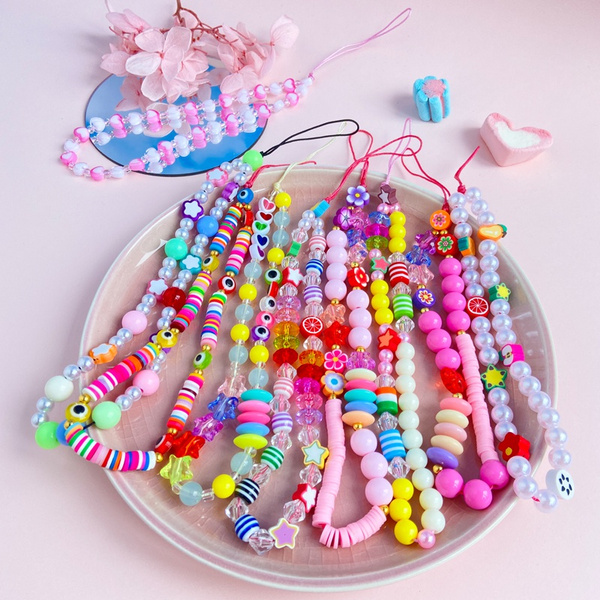 9 Styles Beads Phone Chain Acrylic Mobile Phone Strap Lanyard Colorful Eye Beaded Rope for Cell Phone Case Hanging Phone Chain Jewelry