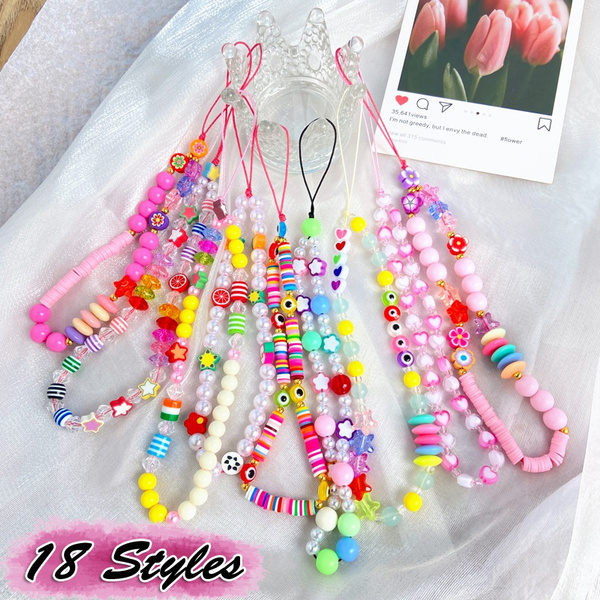 18 Styles Beads Phone Chain Acrylic Mobile Phone Strap Lanyard