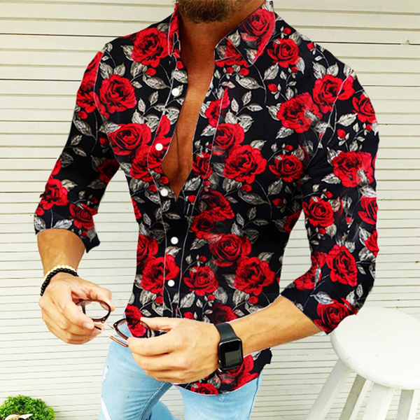 Rose flower printed store shirts