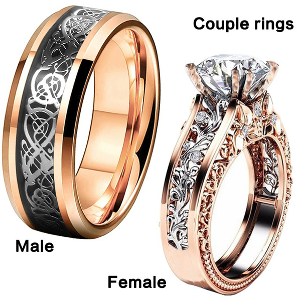 Manufacturer of Rose gold 18k engagement gold couple ring-rcr02 | Jewelxy -  136012