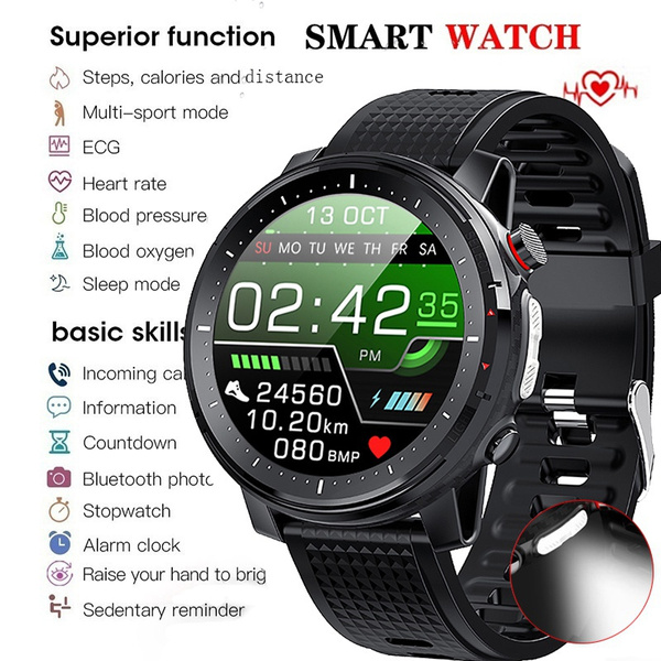 22 New Led Light Men Smart Watch Ip68 Waterproof Fitness Tracker Ecg Heart Rate Blood Pressure Monitor Bluetooth Music Wristwatch Wristband Smart Band Outdoor Sport Smart Watch For Iphone Android Wish