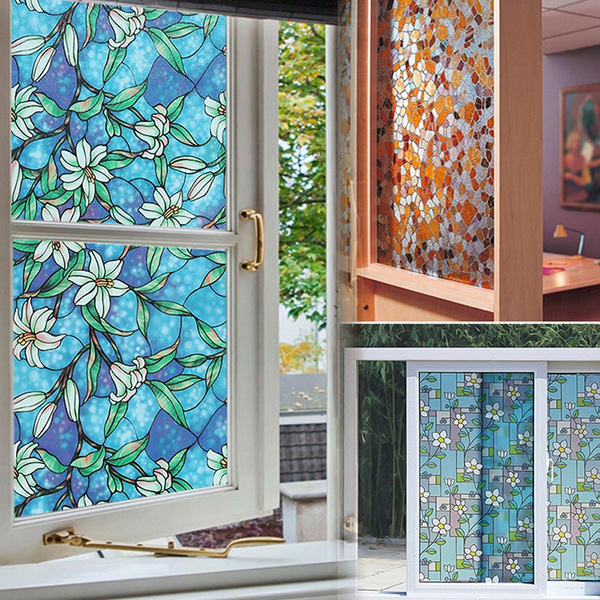 1roll Stained Glass Window Film Privacy Decoration Window Stickers Home Decor 3D