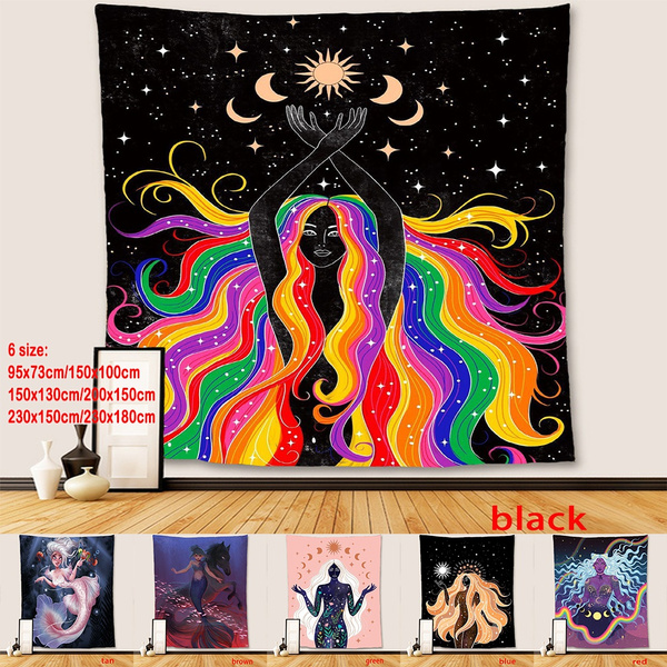 Moon Phase Mandala Boho decor macrame hippie Witchcraft Tapestry wall decoration